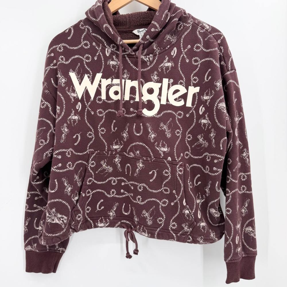 Wrangler Retro Medium Womens Cropped Hoodie Western Cowgirl Rodeo Rustic Ranch